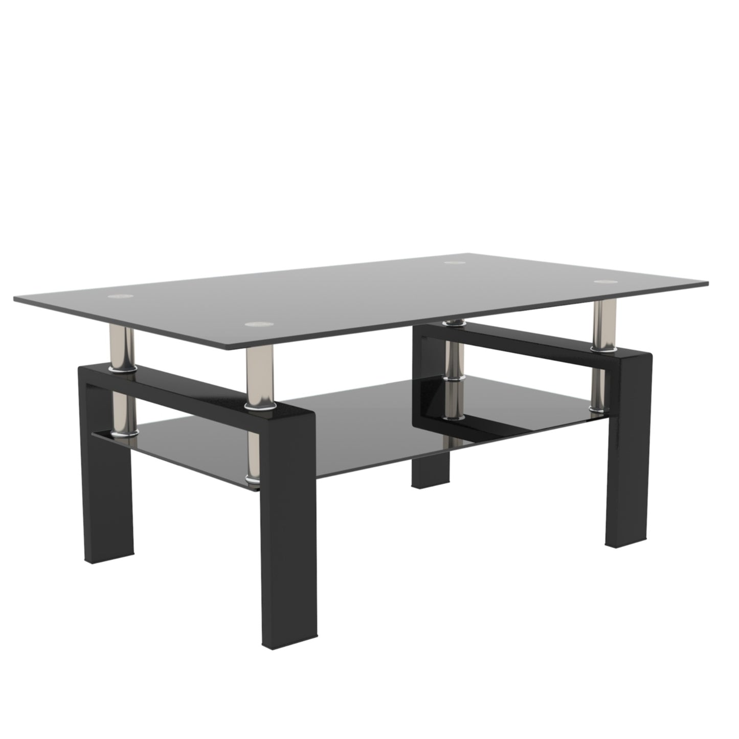 The Mira Black Coffee Table With Glass Top