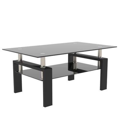 The Mira Black Coffee Table With Glass Top