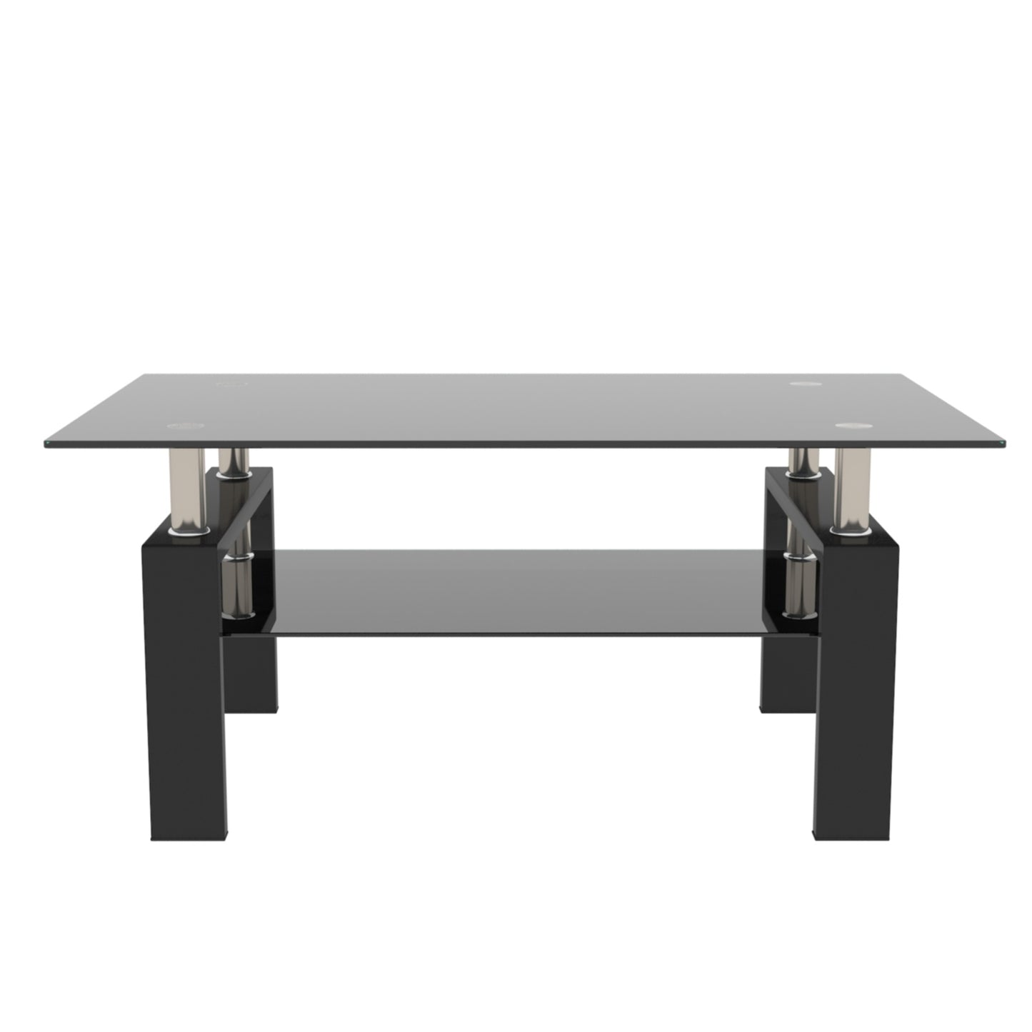 The Mira Black Coffee Table With Glass Top
