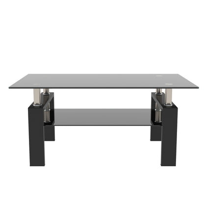 The Mira Black Coffee Table With Glass Top