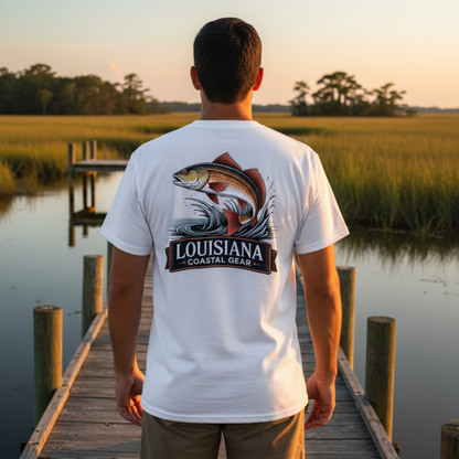 BAYOU WILD RED FISH COASTAL GEAR TEE
